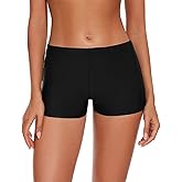 Aokivvy Bikini Bottom for Women, Womens Swim Shorts, Bathing Suit Bottoms for Women, Black Tankini Bottoms Full Coverage