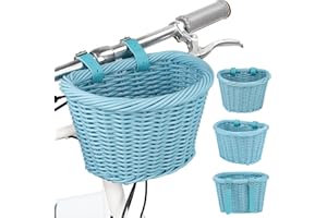 BALINGE Kids Bike Basket for Girls/Boys/Toddler - Lightweighted Front Handlebar Basket with Adjustable Leather Straps，Compatible with Children Bikes，Toddler Balance Bikes，Kids Tricycles，Scooters