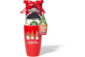 MODERN GOURMET FOODS Ghirardelli Hot Chocolate Gift Set, Includes 1 Single-Serve Packet of Ghirardelli Double Chocolate Hot Cocoa Mix, 1 Pack of Mini Marshmallows, and Ceramic Travel Mug with Lid