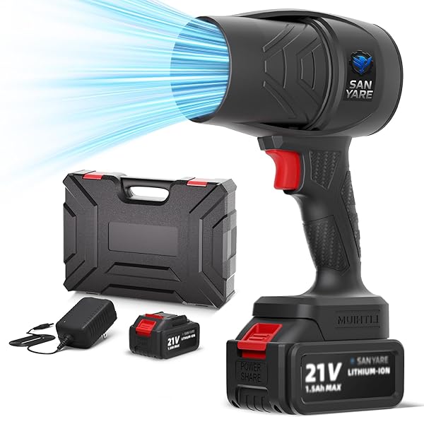 CORDLESS LEAF BLOWER,320000RPM HANDHELD POWER LEAF BLOWER-2X21V BATTERIES & CHARGER, LIGHTWEIGHT ELECTRIC-LEAF BLOWERS FOR PATIO CLEANING,LAWN CARE,LEAVES, DUST