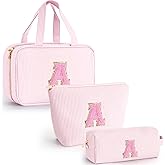 Fystdtote Valentines Day Gifts for Teen Girls Women - Toiletry Bag Initial Makeup Bag | Travel Cosmetic Bag | 8 9 10 11 12 13 14 15 16 Years Old Girl Gifts Trendy Stuff - Pink A