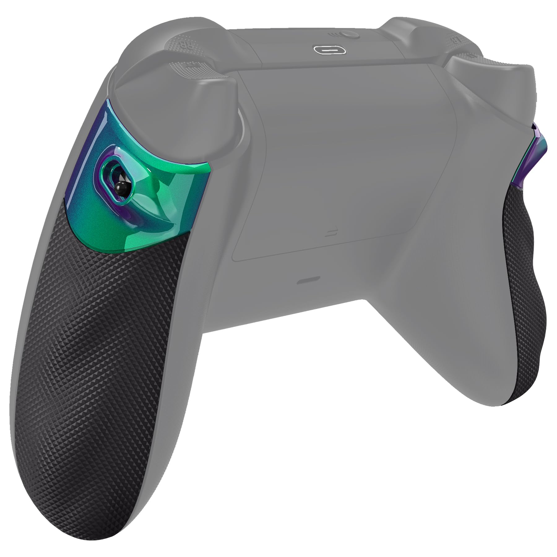 eXtremeRate Flexor Rubberized Side Rails Grips Trigger Stop Kit for Xbox Series X/S Controller, Anti-Slip Ergonomic Trigger Stopper Handle Grips for Xbox Core Controller – Chameleon Green Purple