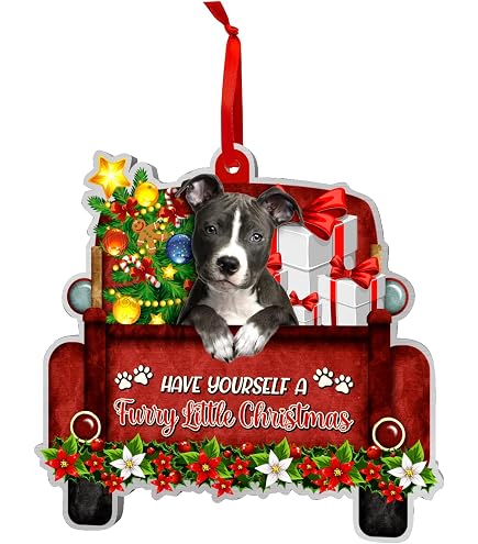 Boston Terrier Weihnachtsbaum-Anhänger – Harz Ornament Mit Rotem Band, Geschenk Für Hundeliebhaber