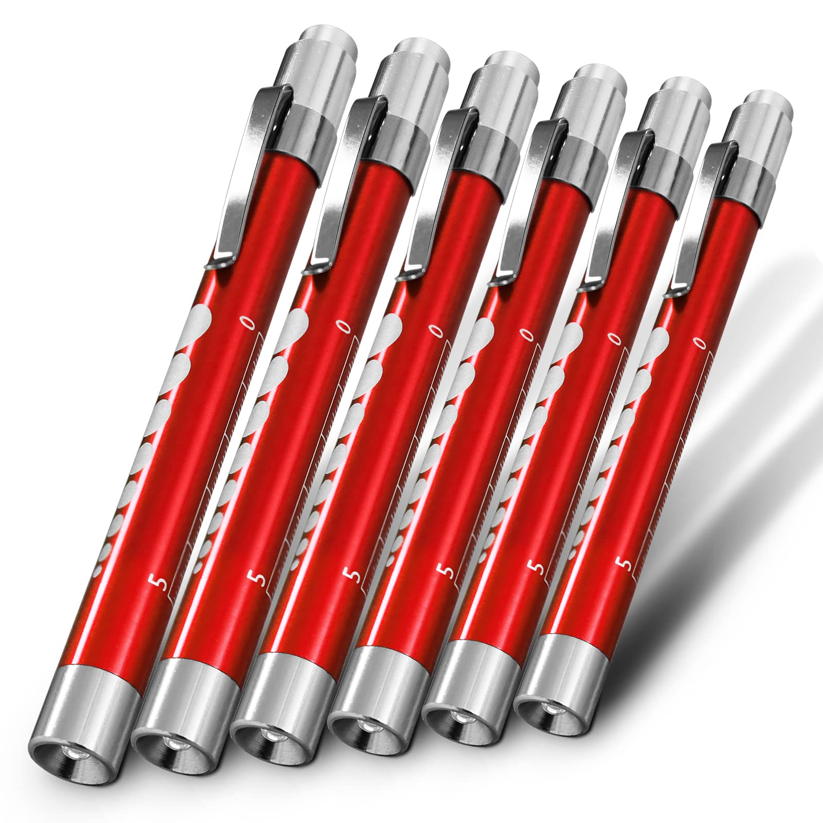 RE-GEN Doctors Nurses Reusable Aluminium LED Pen Light Diagnostics Inspection Penlight Pocket Torch Flashlight (6, Red)