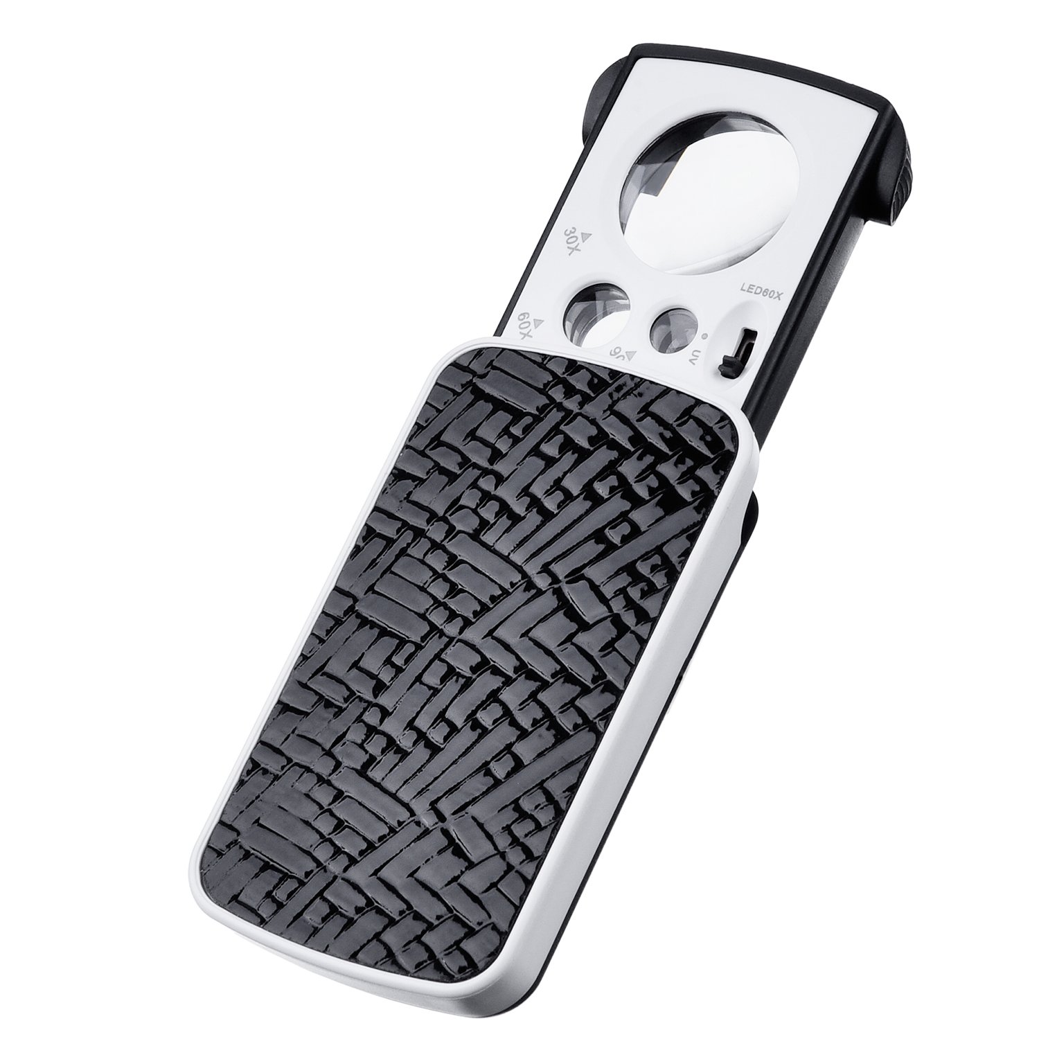 Magnifying Glass Eye Magnifying Glass Jewellers Slide Out Pocket Magnifier with LED Small Portable Loupe Magnifier Jewelry 30X 60X 90X Magnification with LED and UV Lights