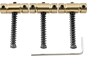 Musiclily Ultra 10.8mm Brass Compensated Bridge Saddles Set Barrel Saddles for Tele TL Electric Guitar Replacement, Black Screws(Set of 3)