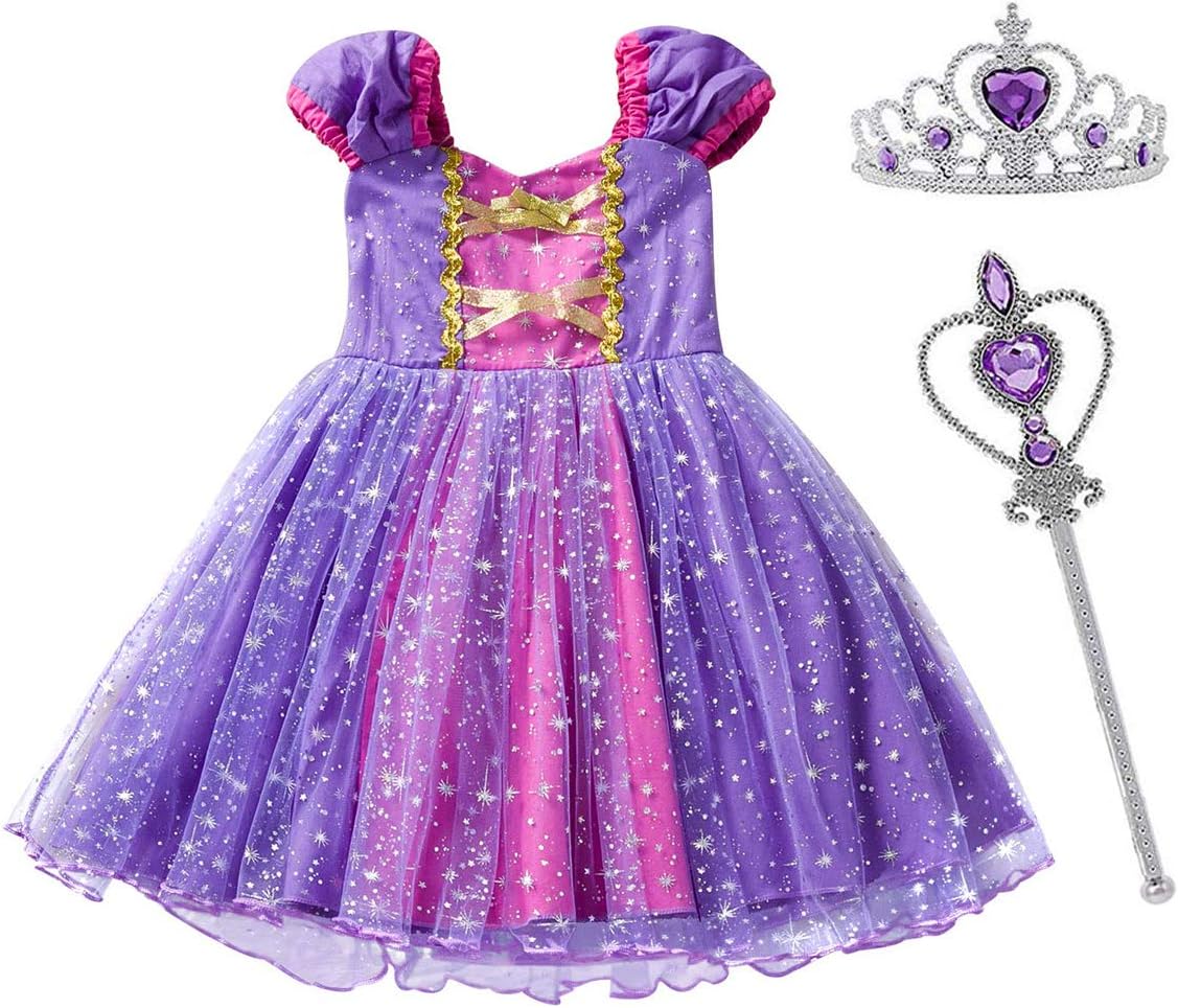 Little Girls Princess Dress up Toddler Elegant Fancy Party Costume Dress Halloween Dress Up Outfit for 1-6 Years