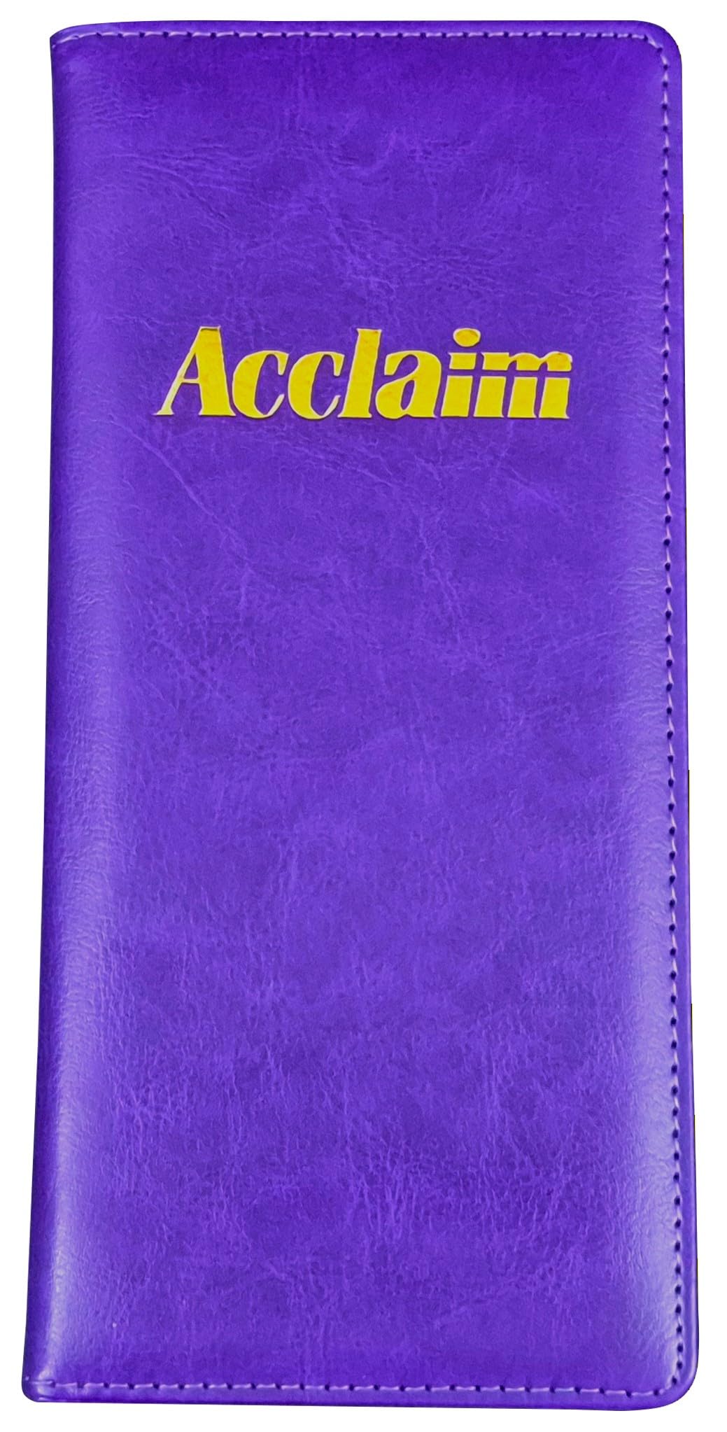 Acclaim Rigid Lawn Bowls Bowling Scorecard Holder Lightly Padded Synthetic Grain Leather Look Finish 23 cm x 11 cm with Spring Clip & Pen Loop (Purple)