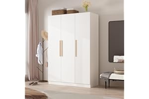 MOUMON Armoire Wardrobe with 3 Doors and Cube Shelves, Armoire Wardrobe Closet with Hanging Rod, Closet for Bedroom White 18.9“D x 47.2”W x 70”H