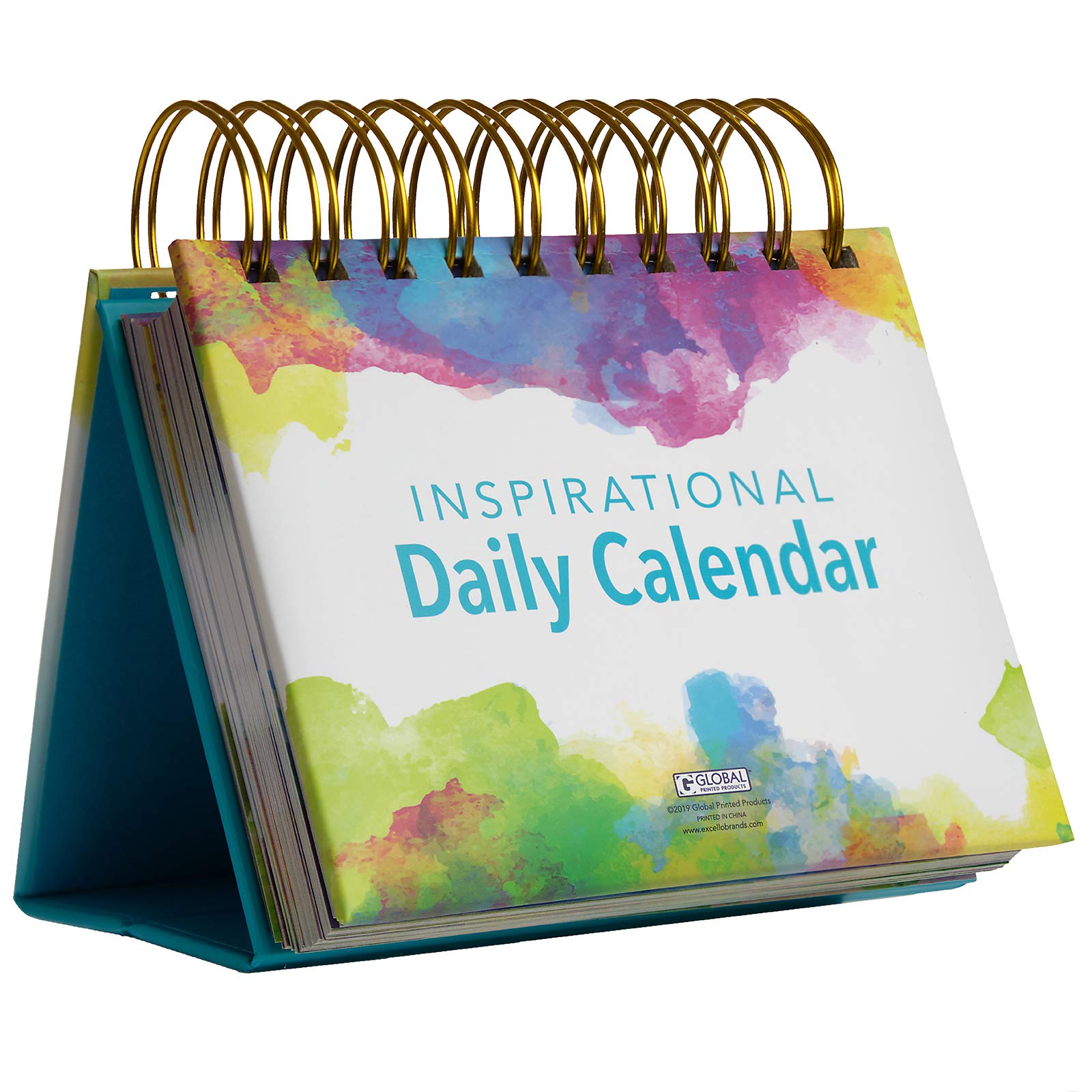 Motivational & Inspirational Perpetual Daily Flip Calendar with Self-Standing Easel (Watercolors)