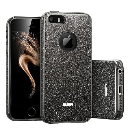 ESR iPhone SE Hülle, Glitzer Schutzhülle [Weiche TPU Abdeckung + Glitzer Papier + PP innere Schicht] [DREI in Einem] Hülle fü