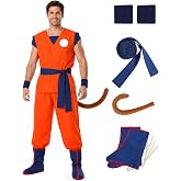 6 Pcs Anime Costume for Men Halloween Dragon Cosplay Dress up Outfit