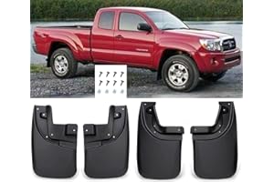 SAVYSPEDY Mud Flaps Splash Guards Heavy Duty Molded Set with OEM Fender Flares fit for 2005 2006 2007 2008 2009 2010 2011 2012 2013 2014 2015 Toyota Tacoma Front & Rear 4pc Black Mud Guards