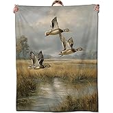 Zeleda Realistic Duck Blanket,Gifts for Nature Lovers,Soft Lightweight Flannel Throw Blankets,Rustic Lake Landscape and Farm Animal Throws Home Decor,for Camping Living Room Office,60x50inch