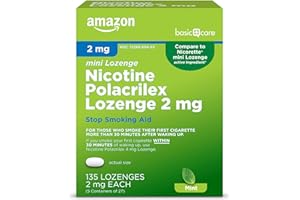 Amazon Basic Care Mini Nicotine Polacrilex Lozenge, 2 mg (Nicotine), Mint Flavor, 135 Count (Packaging may vary)