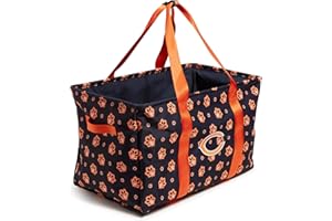 Vera Bradley Women's Recycled Lighten Up NFL Large Car Tote (Multiple Teams Available), Navy/Orange Bandana with Chicago Bears
