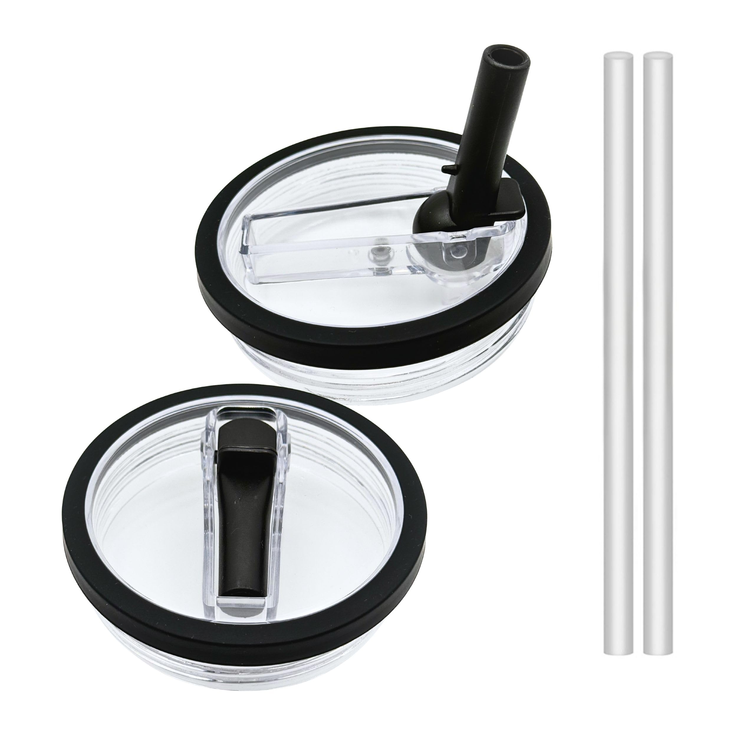Photo 1 of 2 Pack 40 Oz Stanley Replacement Lid, Flip Straw Leak Proof Top Fit For Quencher, Spill Proof Design Tumbler Lid Replacement, Stanley Cup Lid Accessories (Black 2 Pcs)