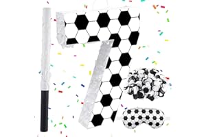 Zxvskr 16Inch Soccer Ball Number 7 Piñata Includes Wooden Stick, Blindfold, and Confetti for for Kids 7th Anniversary Sport Themed Party Birthday Supplies