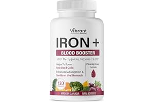 Iron Supplement For Women - Blood Booster With Methylfolate, B12 and Vitamin C - Increase Iron Levels Without Side Effects - 