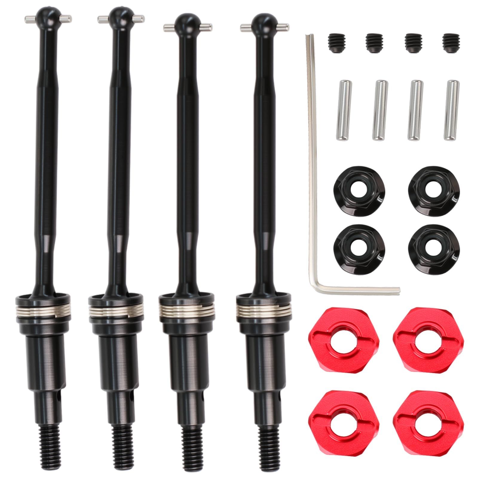 Photo 1 of #45 Steel CVD Driveshaft Front Rear Drive Shafts Set for ARRMA 1/18 Granite GROM 1/14 Typhon GROM Upgrade Parts,Drive Shaft Thickened Upgraded Version (Black)
