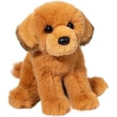 Douglas August Golden Retriever Plush Stuffed Animal, 9 Inch Soft Puppy Toy | Bean-Weighted Paws, Floppy Ears, Leatherette Nose, Airbrushed Details and Poseable Body That Sits or Lies on Belly