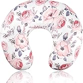 Nursing Pillow Cover Girls, Floral Breastfeeding Pillow Cover for Baby, Snug Fits Newborn Nursing Pillow Case, Super Soft Breathable, Pink Flower