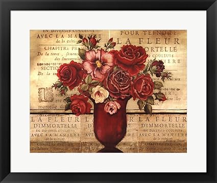 Paris Rose Ii By Kimberly Poloson Framed Art Print Wall Picture Black Frame 26 X 21 Inches