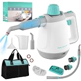 HAUSHOF Handheld Steam Cleaner, 11 pcs Accessories | Tool Bag, Safety Lock, for Home, Cleaning Floor, Car, Upholstery, Grout and Grease
