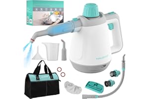 HAUSHOF Handheld Steam Cleaner, Steam Cleaner for Home with Tool Bag & Safety Lock, 11 pcs Accessories, Multi-purpose Natural Steam Cleaner for Cleaning Floor, Car, Upholstery, Grout and Grease