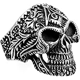 VA JENT Mens Retro Large Skull Ring Gothic Stainless Steel Ring Gifts for Men