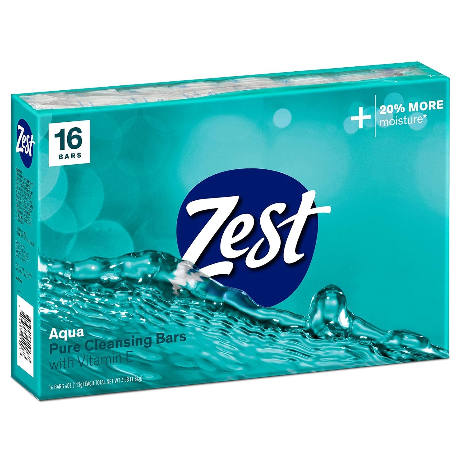 Amazon Com Zest Invigorating Aqua Bar Soap 16 Bars Refreshing Rich Lather Rinses Your Body Clean And Leaves You Feeling Moisturized With Vitamin E For Smooth Hydrated Skin Beauty