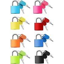 16 Mini Cadenas à Bagage Colorés – Avec 2 Clés, Petit Format 18x23mm Pour Valise, Sac à Dos, Casier, Voyage