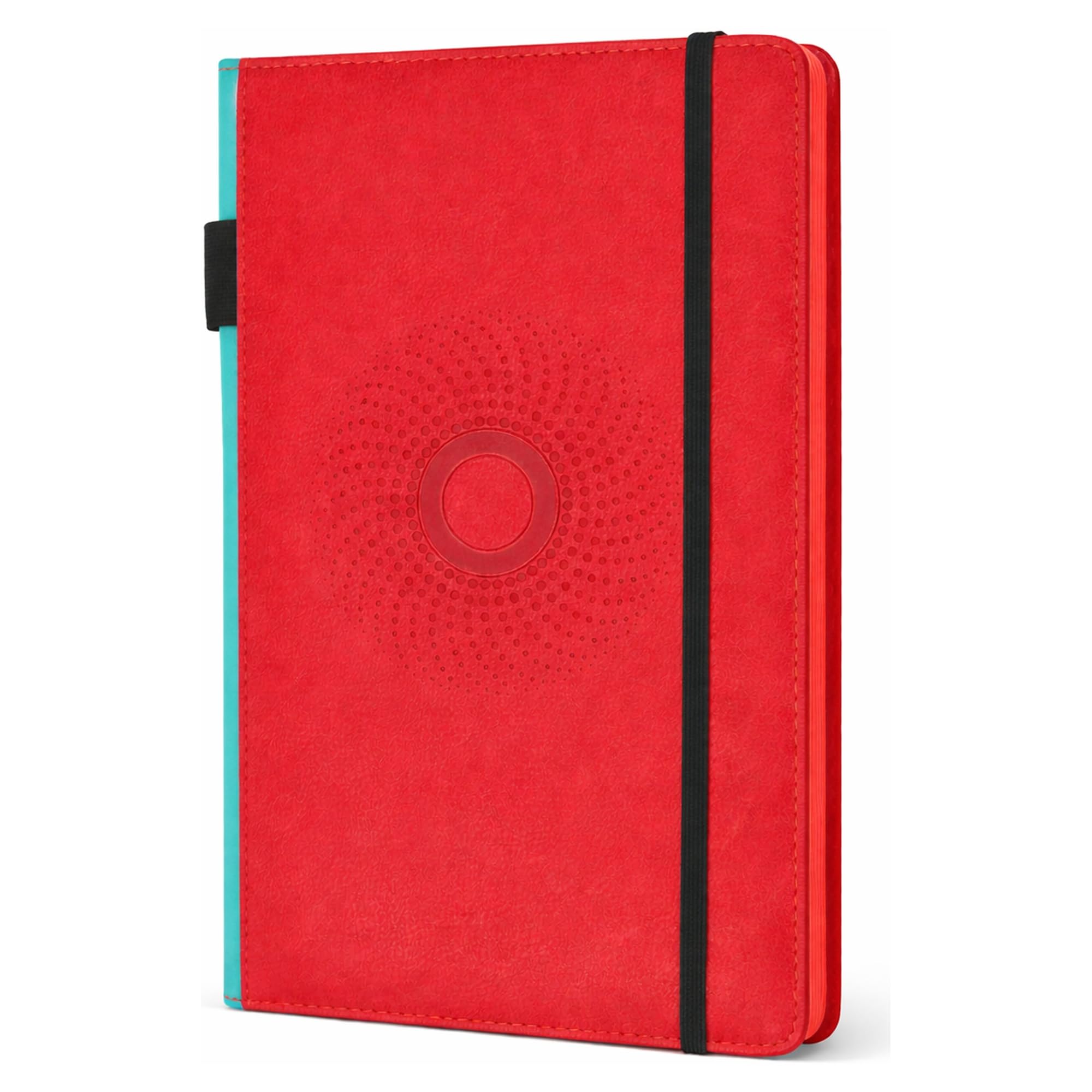 EJRange A5 Notebooks - Lined Journal Notebook with Hardcover PU Leather Bound, Ink-Proof Thick Paper Notepad for Writing and Note Taking, Includes Pen Holder, Bookmark, Pocket 192 Pages(Red)