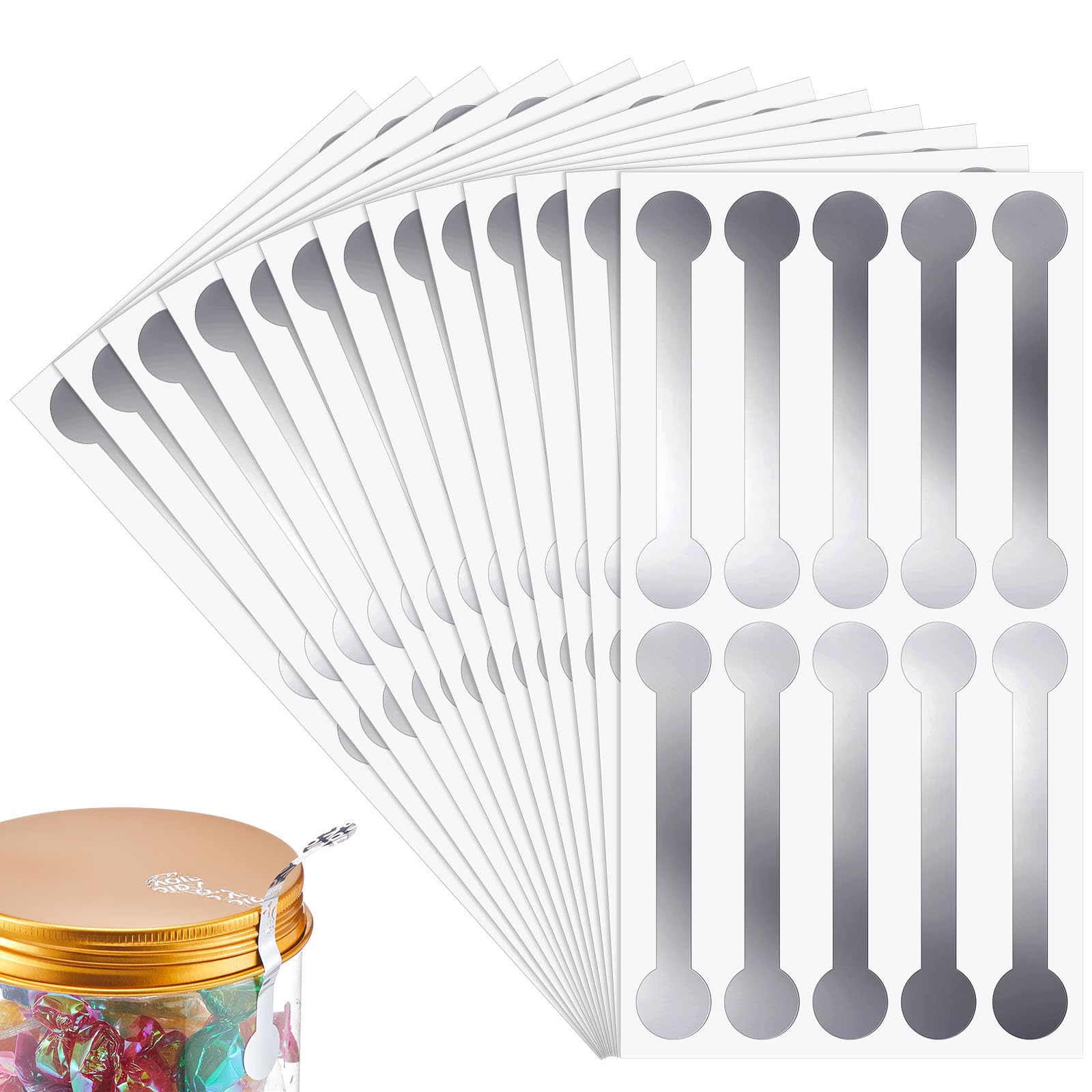 Photo 1 of Fulmoon 200 Pcs Silver Security Food Tamper Evident Label Stickers Tamper Proof Tape 0.5 x 2.9 Inch Resistant Stickers As Proof Labels Seal Bottle Sealing Tape for Jars Bottles Envelopes Takeouts