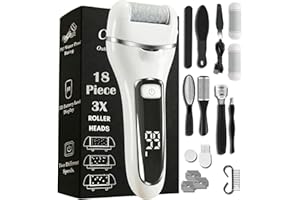 Premium Electric Callus Remover for Feet | Rechargeable Foot File, Electric Foot Scrubber | 18 Piece Pedicure kit for Cracked
