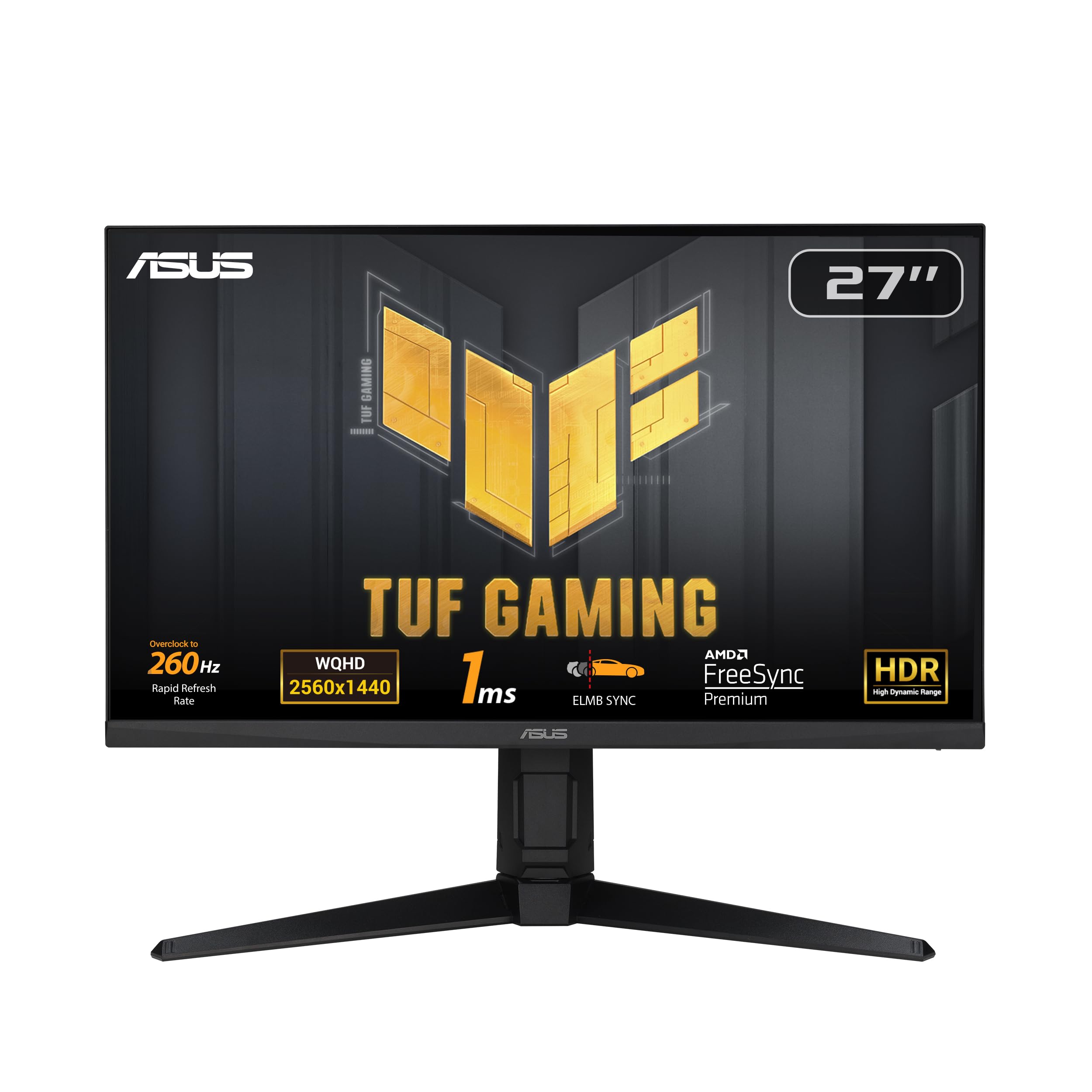 ASUS TUF Gaming VG27AQML1A - 27 Zoll WQHD Monitor - 260 Hz, 1ms GtG, G-Sync, FreeSync, Adaptive Sync, ELMB, GameFast, DisplayHDR 400 - Fast-IPS, 16:9, 2560x1440, USB, DP, HDMI, ergonomisch, Speaker