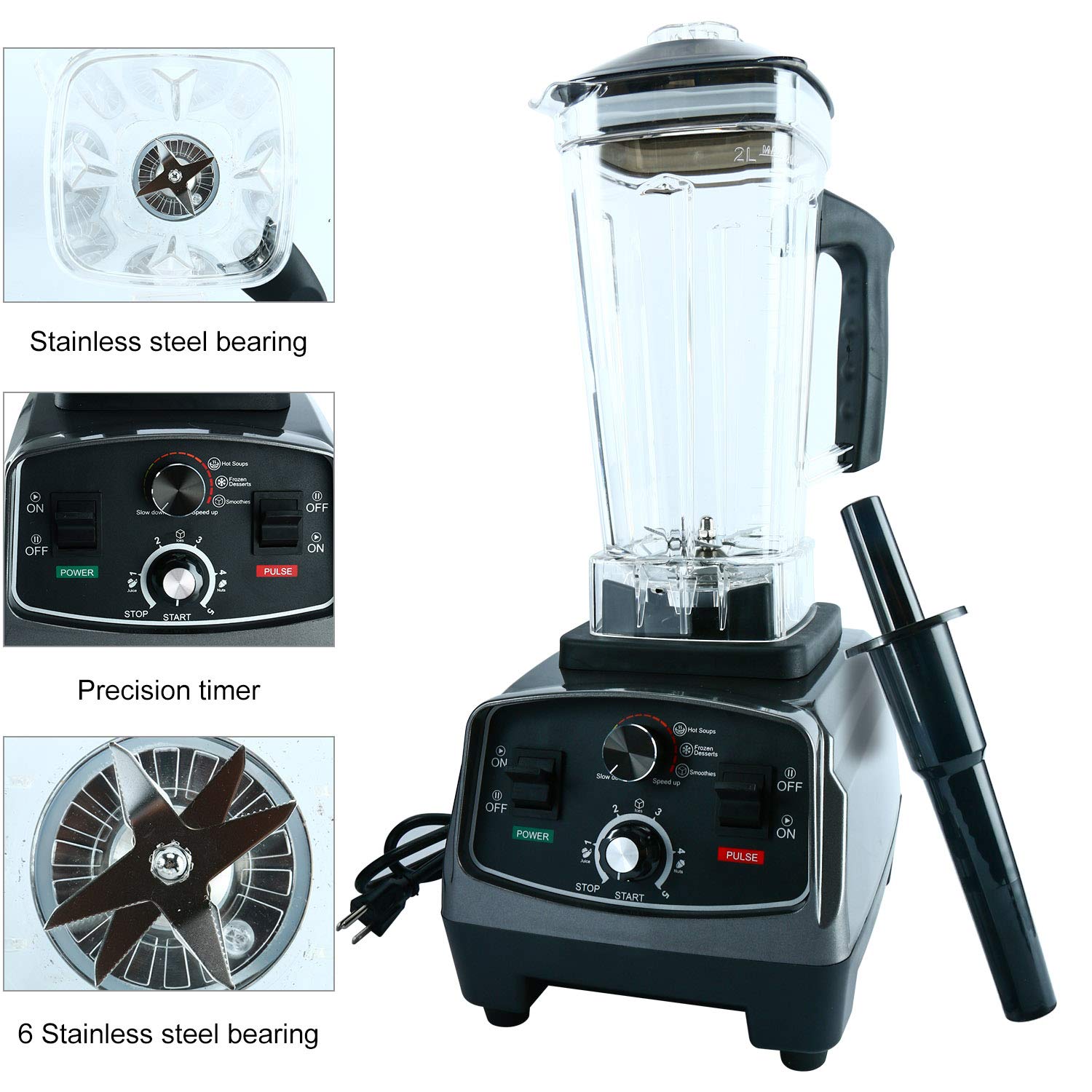 2L 1400W Heavy Duty Commercial Grade Blender Mixer Kitchen Juicer Fruit