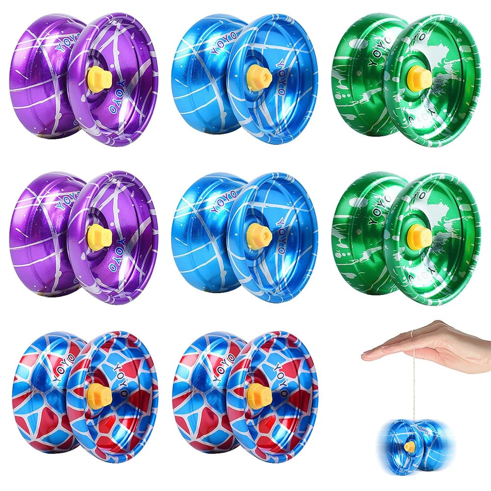 Hojalis Metal Yoyo, 8 Pcs Responsive Yoyo for Beginners, Trick Yoyo Professional, Yoyo Kids, Stable and Sturdy String, Colorful Yoyo Ball, Yo Yos Multi Pack, Magic Yoyo for Yoyo Party Favors