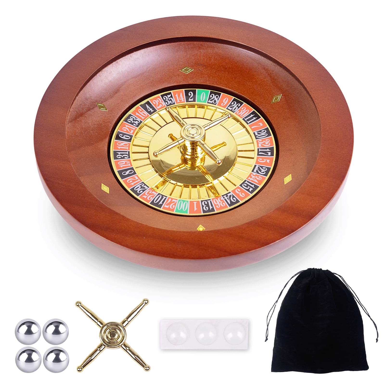 Photo 1 of 10 Inch Wooden Roulette Wheel,Professional Solid Wood Casino Roulette Wheels for Adults,with 4 Roulette Balls,Perfect for Home Game Night and Entertainment Party