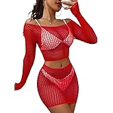 Buitifo Lingerie for Women Fishnet Babydoll Chemise Sexy Nightwear Teddy Dress