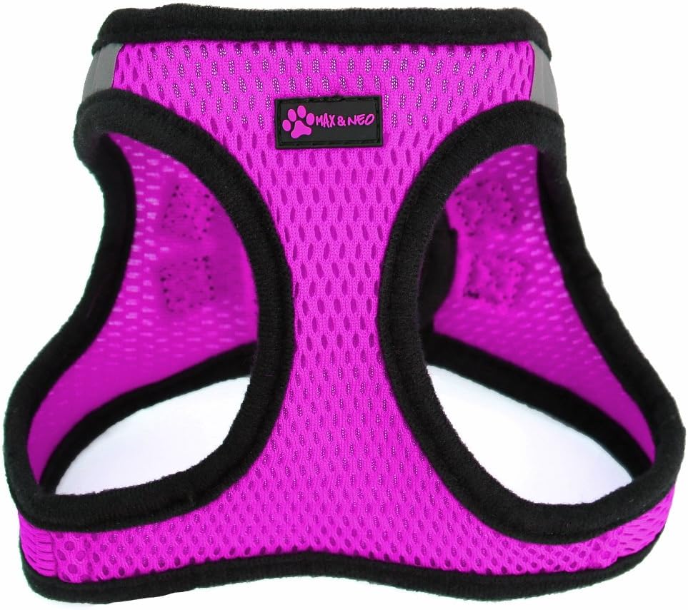 Max and Neo Nanu Small Dog Reflective Dog Harness - We Donate a Harness to a Dog Rescue for Every Harness Sold (Small, Pink)