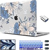 CISSOOK Compatible with MacBook Air 13.6 inch Case 2026 2025 2024 2022 Release A3240 A3113 A2681, Lily Flowers Hard Shell Keyboard Cover Screen Protector for MacBook Air 13 inch M2 M3 M4
