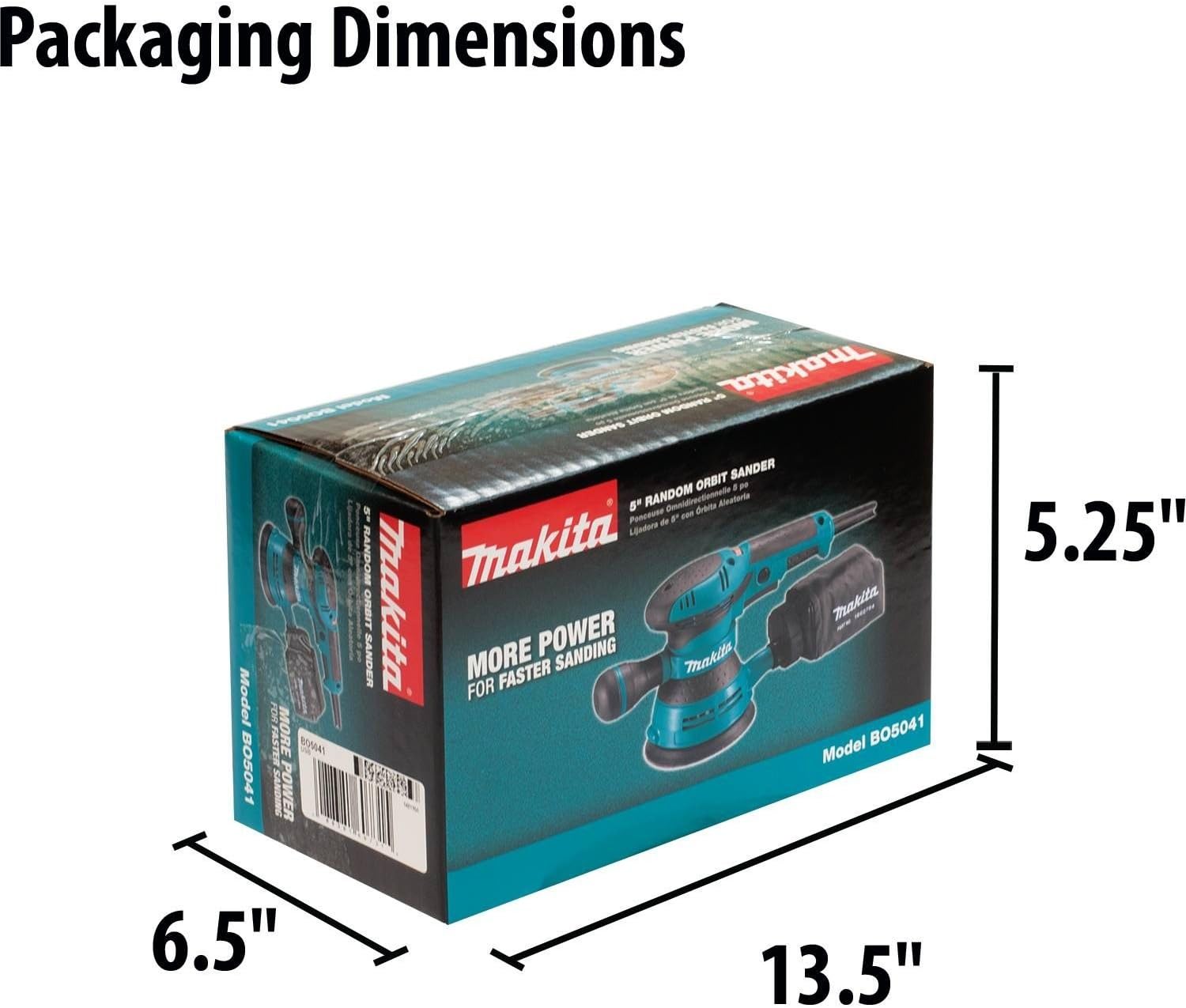 Makita BO5041 3-Amp 4000-12000 OPM D-Handle Random Orbit Sander, 5-Inch - - 