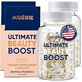 Moerie Hair Growth Supplement for Women & Men - Hair Skin and Nails Vitamins With Biotin, Q10 & Minerals - For Thicker, Fuller Hair & Hair Loss Treatment - Advanced Beadlet Delivery System - 120 Pills