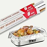 6 Foil Electric Roaster Liners, Disposable, Roaster Liners Fits 16, 18, and 20 Quart Electric Griddles, Ideal for Roasting Meats and Poultry, Food Grade Aluminum Foil, Instant Clean Up