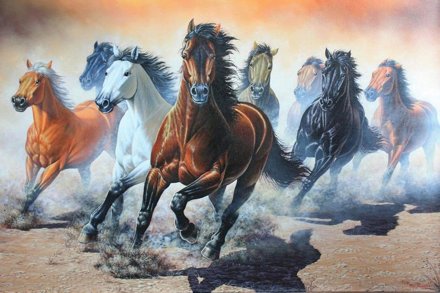 Buy wallpics Seven Lucky Running Horses Vastu Wallpapers Fully