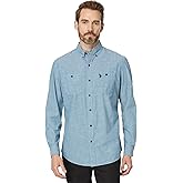 U.S. Polo Assn. Mens Long Sleeve Classic Fit Solid 2 Pocket Canvas Slub Woven Shirt