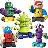 BLmukce Magnetic Robot Toy for Kids 3-5, 35 PCS STEM Educational Playset with Storage Box, DIY Stacking Monster Robots, Toddler Creative Alien Toys Gift for Boys Girls (Christmas Birthday)