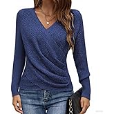 HVT Womens 2026 V Neck Sweater Criss Cross Pullover Long Sleeve Knit Casual Fall Tops