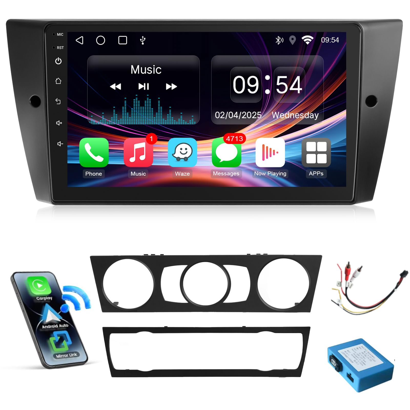 Photo 1 of Leadfan Car Radio for BMW 3 Series 328i 335i 325i 2005-2011 (E90/E91/E92/E93) Fit Fiber, 9 inch Touchscreen Stereo for BMW 328i with Wireless Carplay Android Auto GPS WiFi MIC SWC+Backup Camera